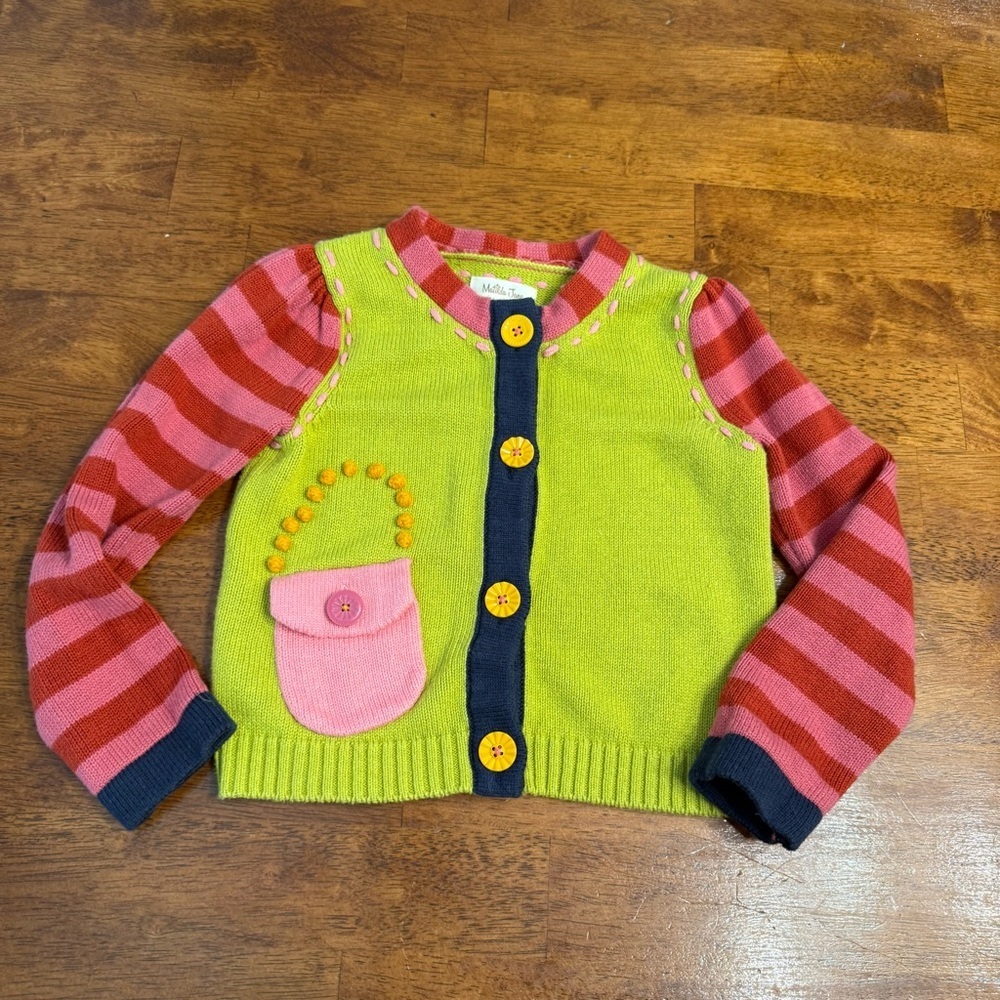 Matilda Jane Green and Pink Kids Cardigan purse size 4